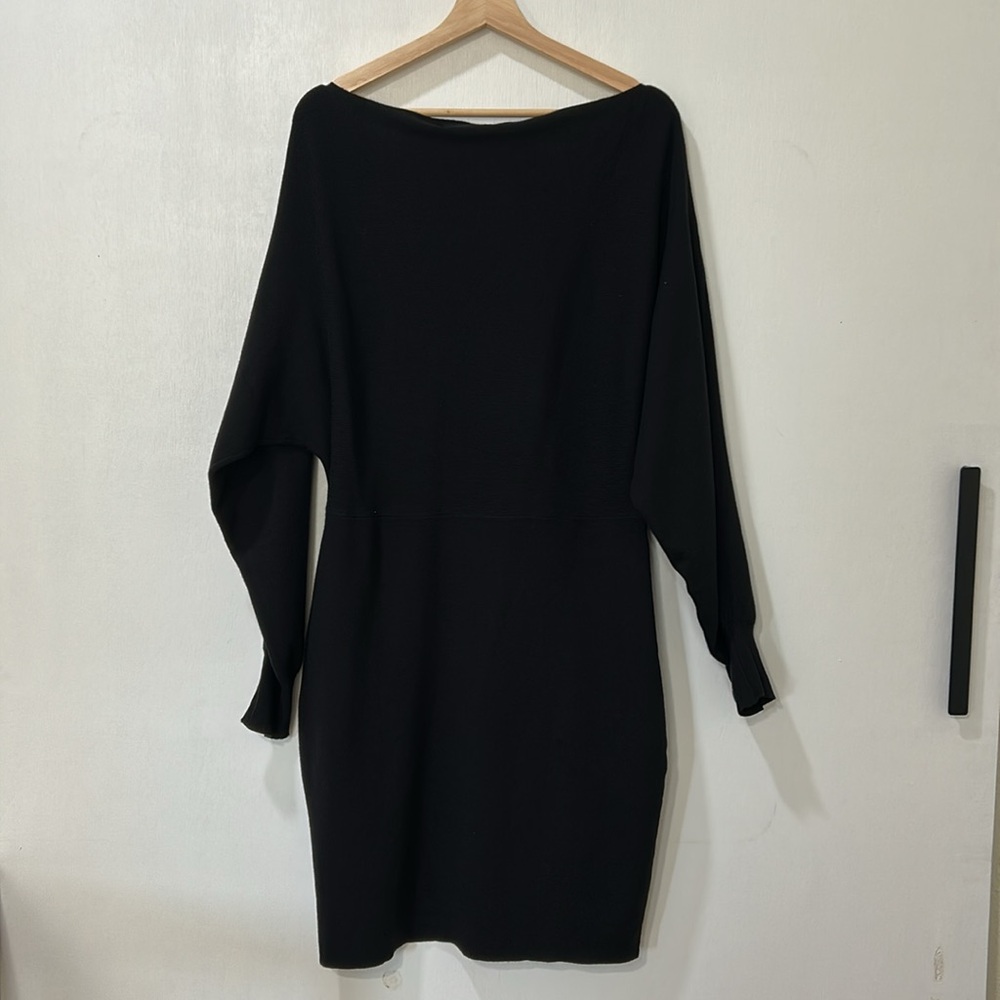 MEROKKETY WOMENS OFF THE SHOULDER RIBBED DRESS WITH TIE BLACK  Sz XL NEW